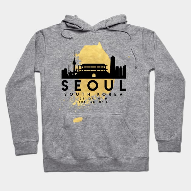 Seoul South Korea Skyline Map Art Hoodie by deificusArt